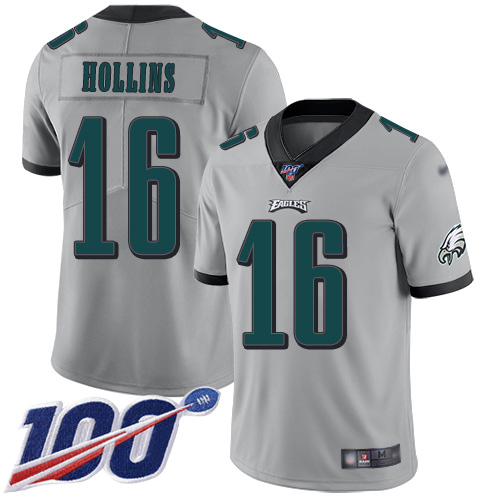 Men Philadelphia Eagles #16 Mack Hollins Limited Silver Inverted Legend NFL Jersey 100th Season Football
